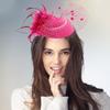 Fascinator Hat for Women Mesh Veil Pearl Decorative Hair Clip Rose Red Small Bridal Headpiece for Tea Party Banquet and Special Occasion Accessories