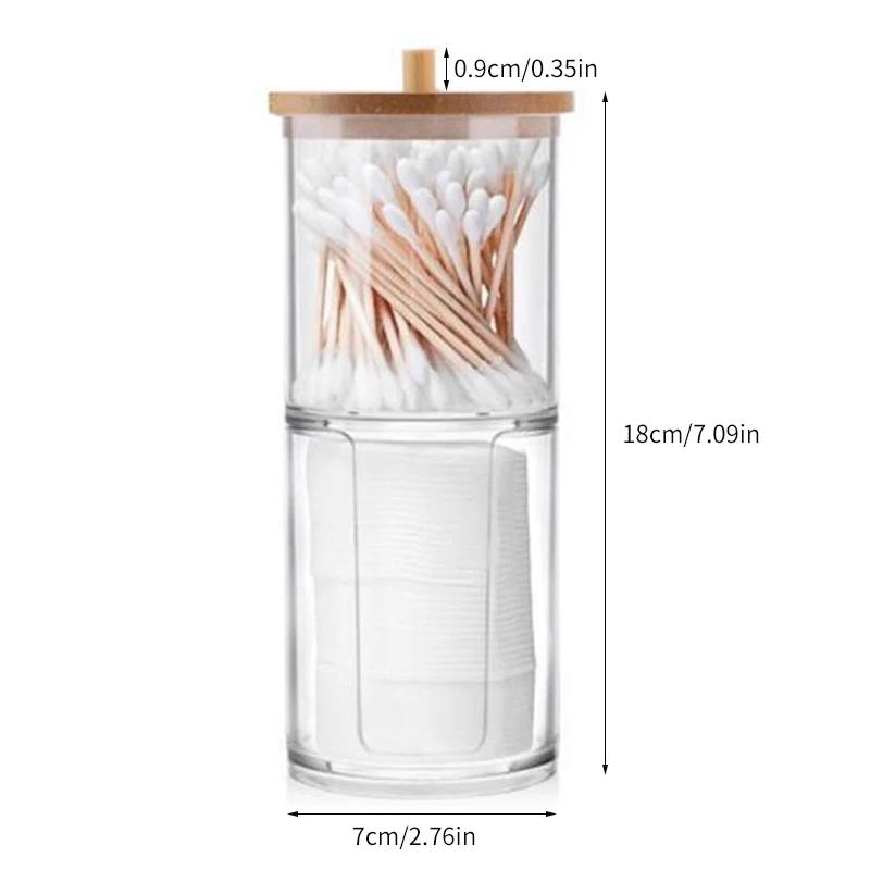 Cotton Swab Storage Box Portable Circular Container 2-in-1 Household Makeup Cotton Puff Storage And Makeup Removal Cotton Box
