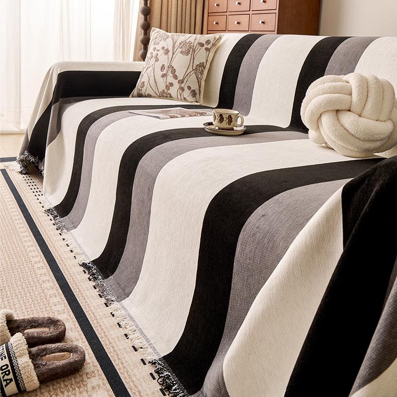 Striped Sofa Cover All-Season Use Thickened Non-Slip Machine Washable Sofa Cover Scratch-Resistant Sofa Throw Home Decor 180x130cm