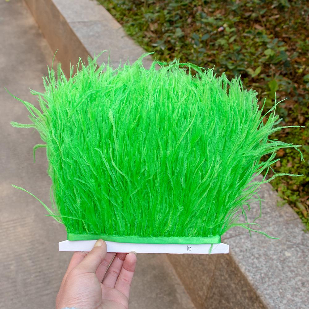 8-10Cm Ostrich Feather Trims For Skirt Natural Ostrich Feathers On Tape Ribbon Decoration For Dresses Carnival Accessories