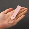 Blank PU Leather Keychain - Simple Car Key Holder for Men Women with Metal Ring Business Wedding Party Gift Pink