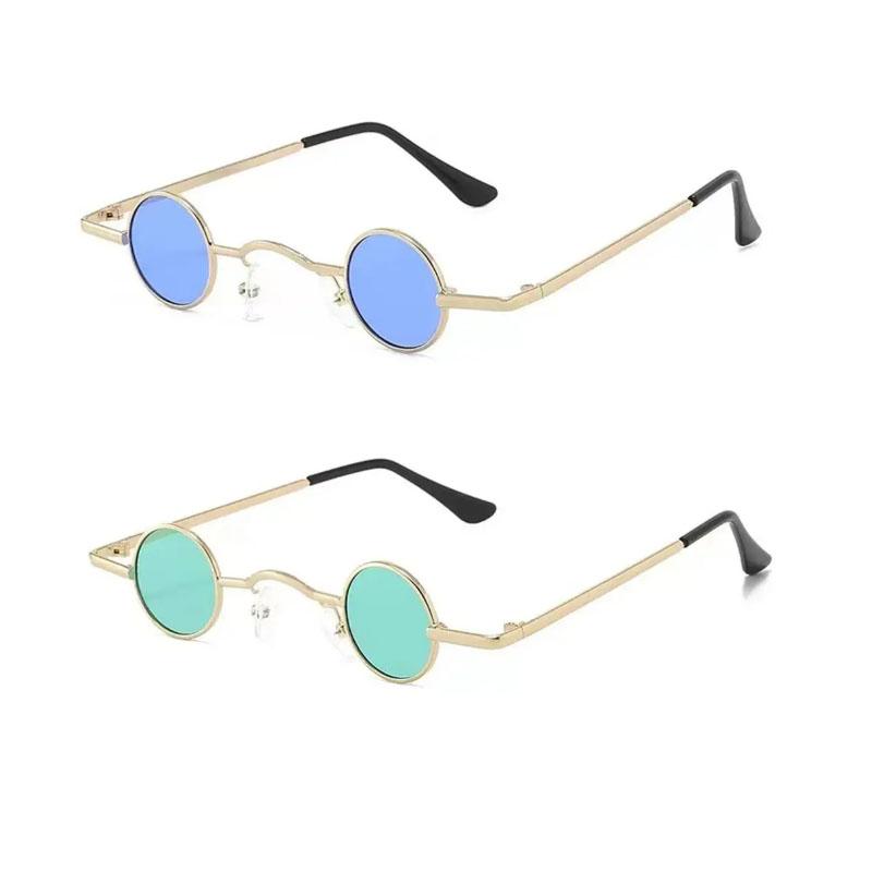 Small Round Glasses For Women Men Ultra Mini Metal Frame Anti-Reflective Hip Hop Punk Sun Glasses Men'S Glasses Fashion Sunglass