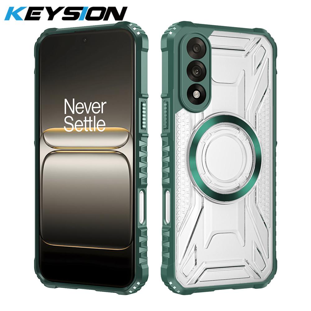 KEYSION Transparent Magnetic Case for OnePlus Nord 5 5G Soft Silicone+PC Heavy Duty Shockproof Phone Cover for OnePlus Nord 5