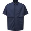Solid Color Single-Breasted Loose Short Sleeve Shirt Men Shirts Blue C28140