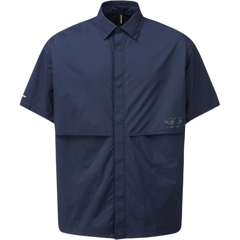 

Salomon Solid Color Single-Breasted Loose Short Sleeve Shirt Men shirts Blue C28140 L