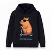 Kids Boys Girls Hooded Sweatshirt, Funny Capybara Wearing Sunglasses Ride Scooter Print Pullover Hoodie, JUST BE COOL Casual Soft Long Sleeve