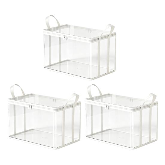 Clothes Storage Box, Durable Clear PVC Storage Bins, with Reinforced Handles Double Zipper Design, Large Capacity Moisture-Proof Organizer Bags