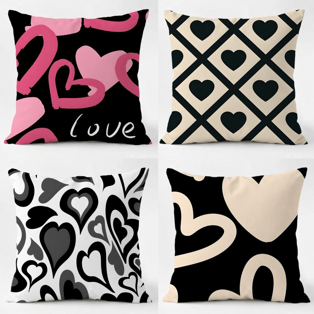 Fashion Love Heart Cushion Cover Comfort Daily Washable Linen Soft for Sofa Bed Home Room Decor
