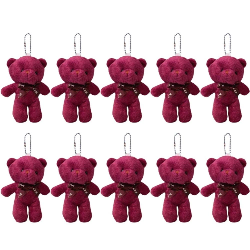 10Pcs Cartoon Animal White Bear Plush Keychain Keyring Bear Plush Dolls Holiday Gift