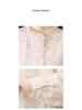Apricot Women's Long Sleeve Shirt with Lace Trim Collar and Embroidered Flowers - Spring 2025 Design