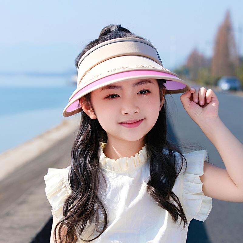 1128 children's hats summer UV protection sunshade empty top hats for boys and girls outdoor big brim sunscreen sun hats