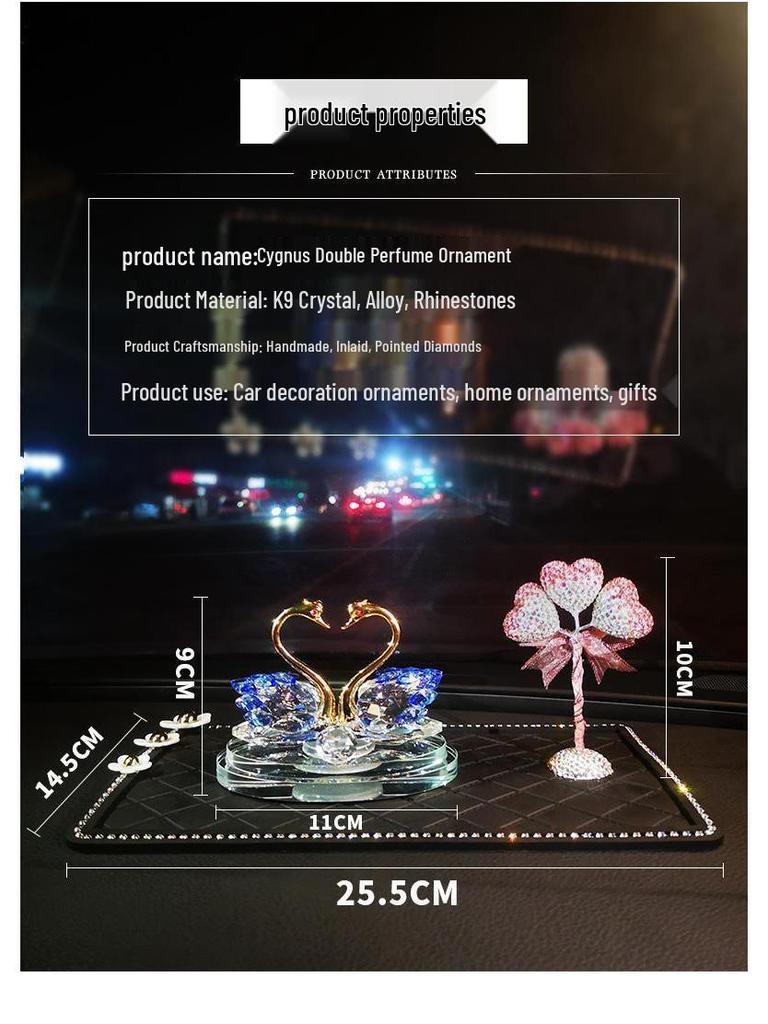 Crystal Swan Car Air Freshener - Deluxe Interior Ornament Set for Women