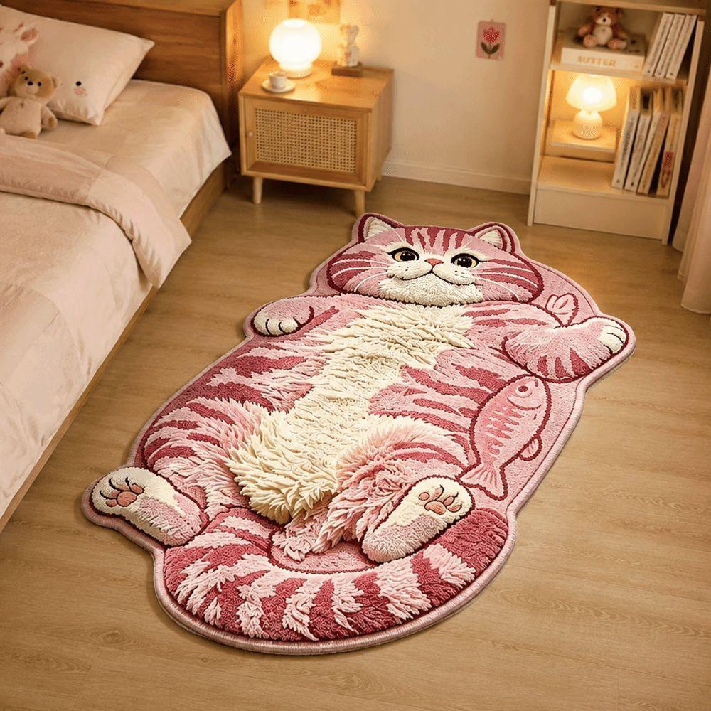 Easy to Clean Home Decor Carpet Anti-fouling Cartoon Carpet Funny Cat-Shaped Area Rug Living Rooms