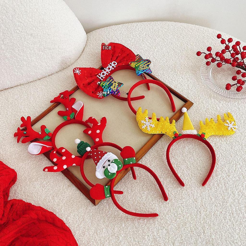 Individually Packaged Cartoon Christmas Headbands: Festive Decorations and Party Gifts with Antlers.