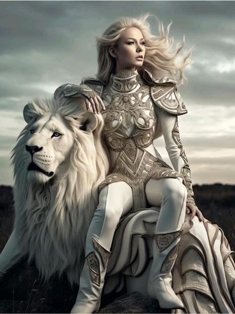 DIY Diamond Painting New Arrival 2023 Mosaic Handsome Women and Lions Cross Stitch Kit Rhinestone Embroidery Full Drill