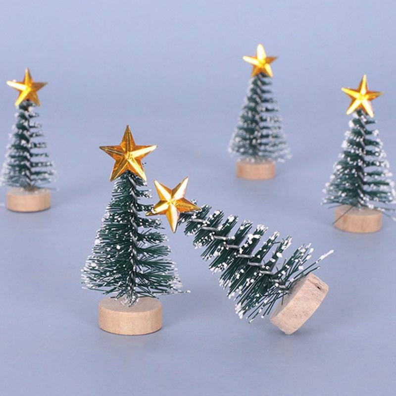 Mini Christmas Tree Decorations for Room Scene Decoration, 12 Piece Set Miniature Wood Tree Ornament for Holiday Tabletop and Craft