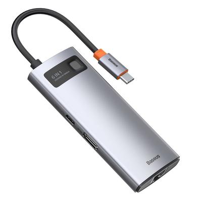 Multifunctional 6-in-1 USB HUB USBC PD HDMI 3x USB 32 RJ45 Gray