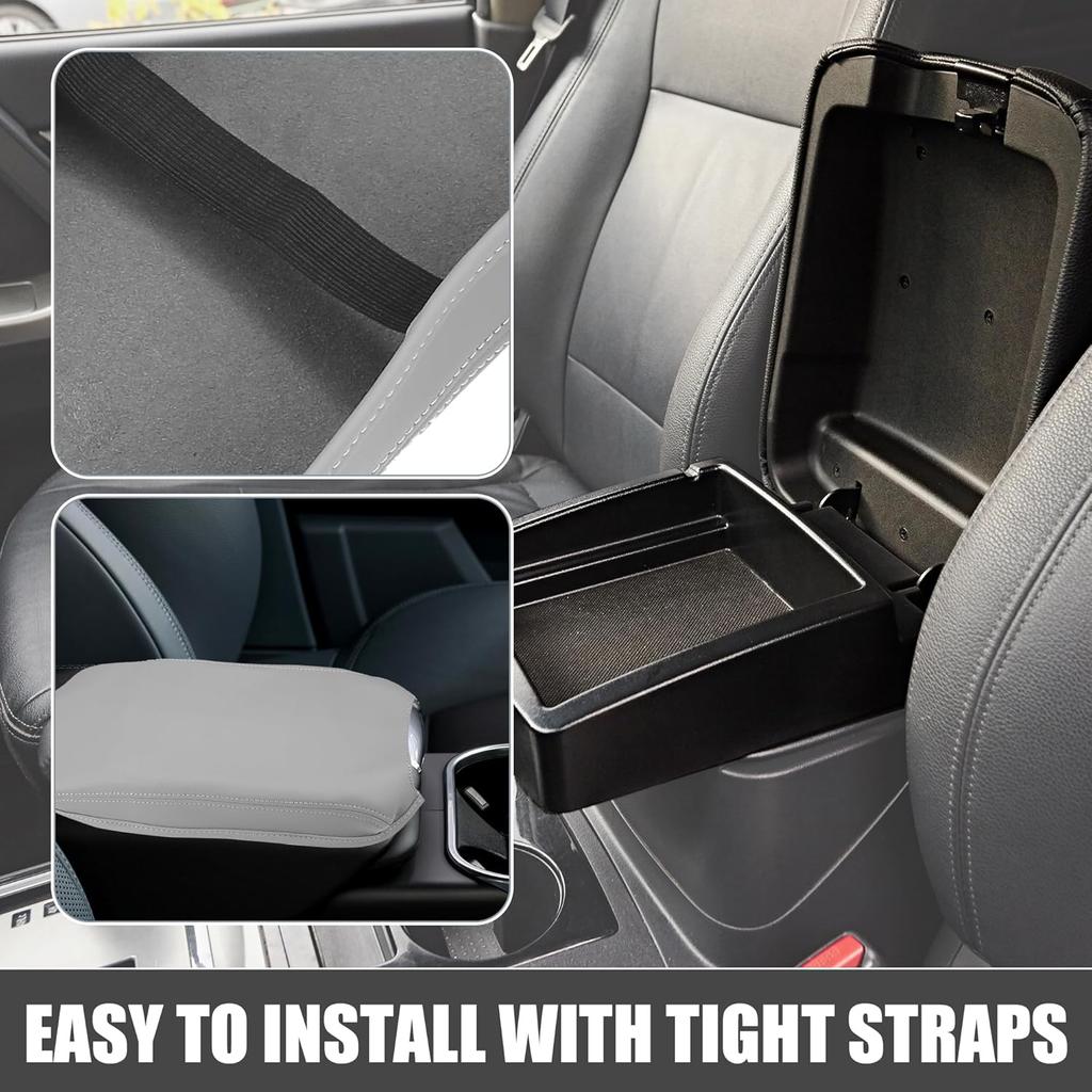 Car Center Console Armrest Cover 38.5x18.5cm Center Console Protect Cover for Toyota Camry Hybrid 2012-2017 Faux Leather Gray