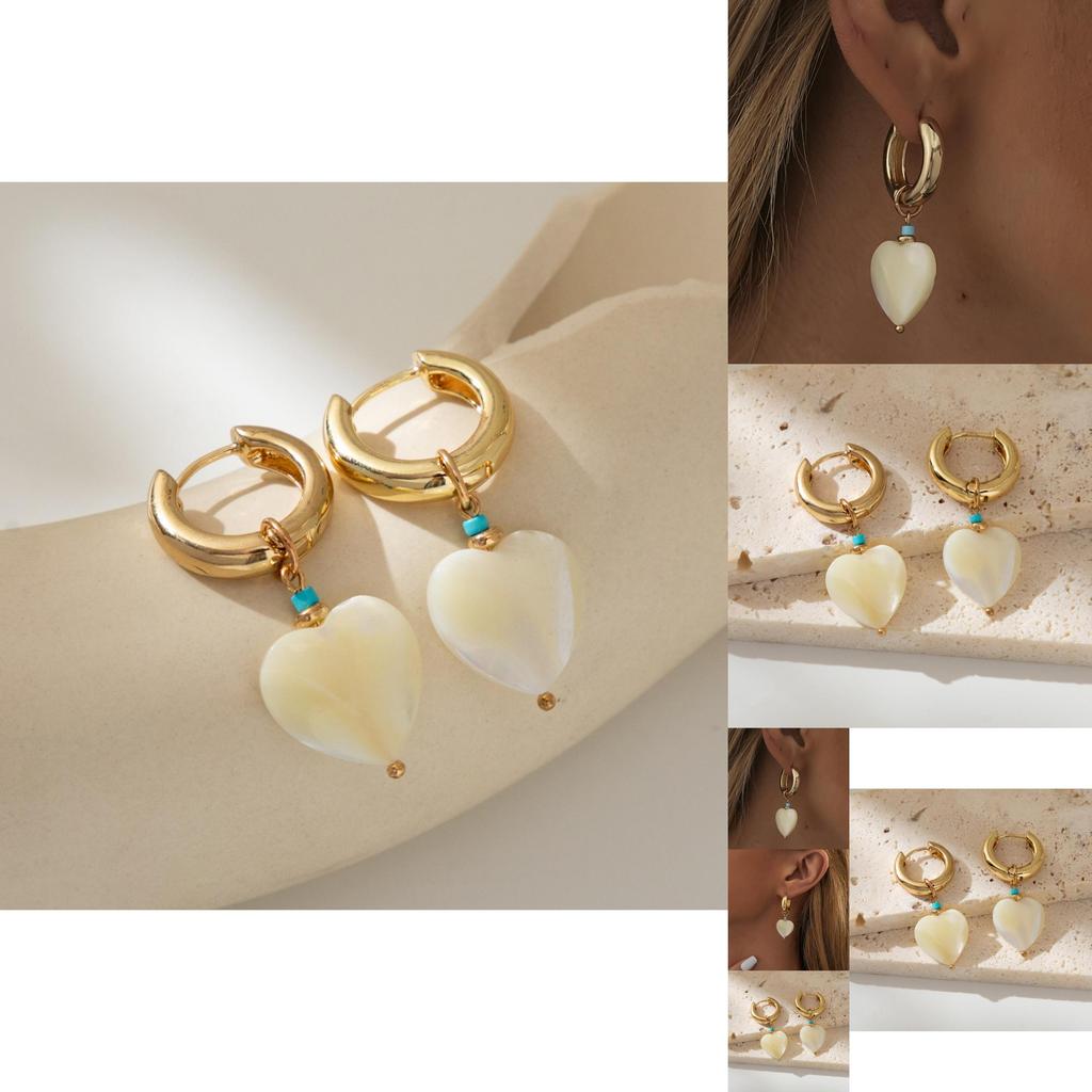 Elegant Heart Pendant Earrings For Women Fashionable Vintage Geometric Style