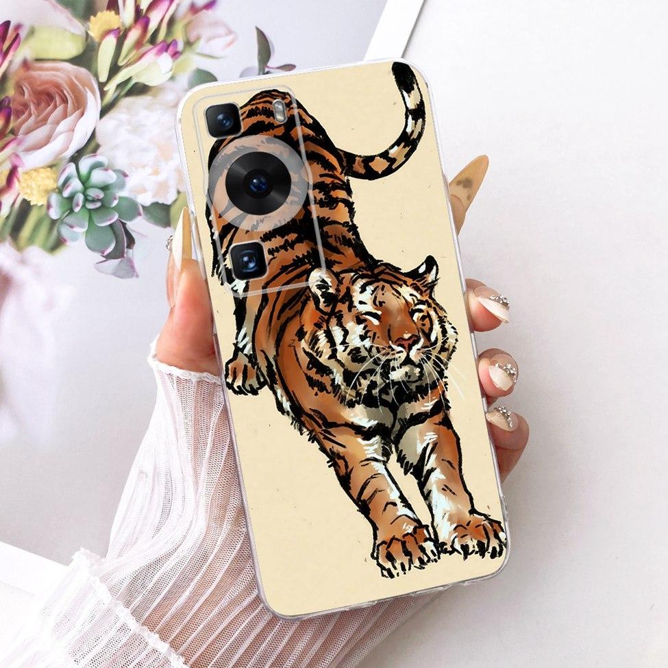 Clear For Huawei P60 Case Cute Cat Fashion Butterfly Funny Painted Casing For Huawei P60 Pro MNA-AL00 MNA-LX9 Cover