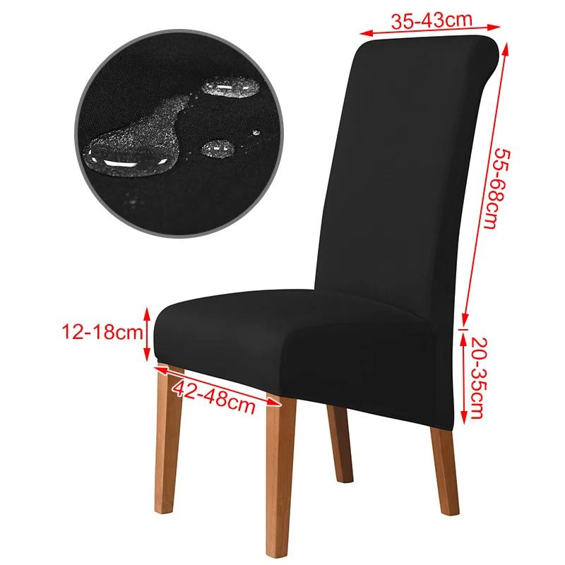 100%Waterproof Fabric Chair Cover Elastic XL Size Slipcover Solid Color Long Back Chair Covers Washable For Kitchen Home Hotel