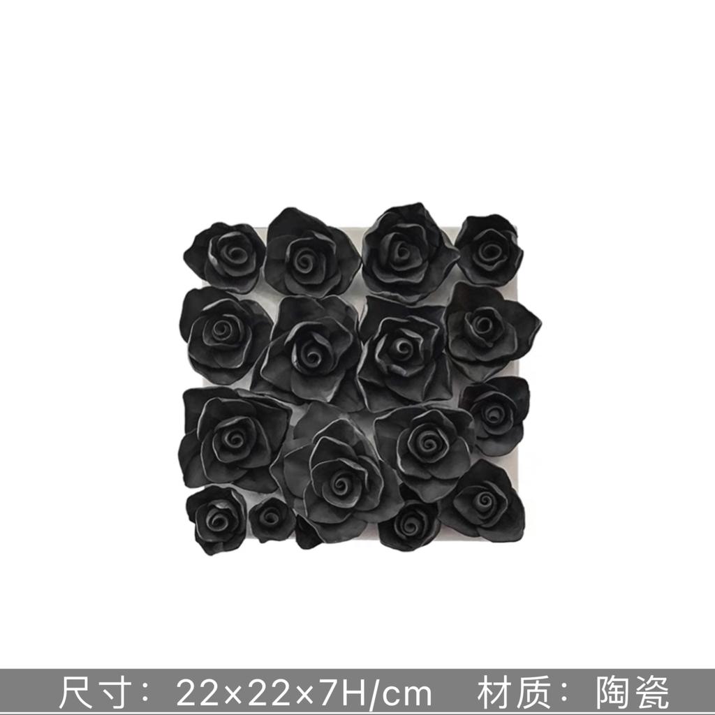 Ceramic Square White Flower Painting Creative Living Room Decoration Ceramic Petal Painting Interior Decoration Background Wall