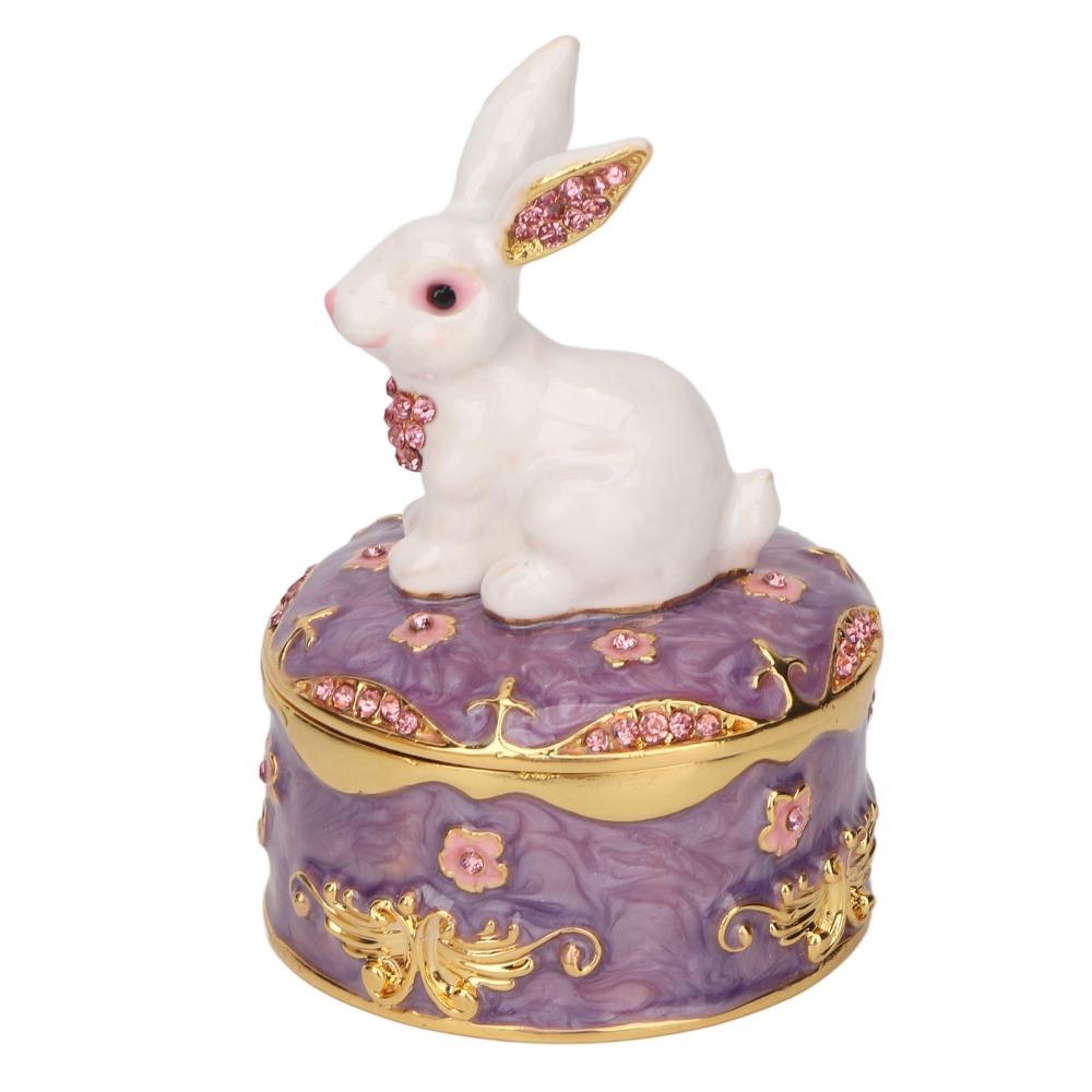 Enamel Jewelry Organizer Hinged Lid Jewelry Storage Box Floral Trinket Box  Dresser Decor