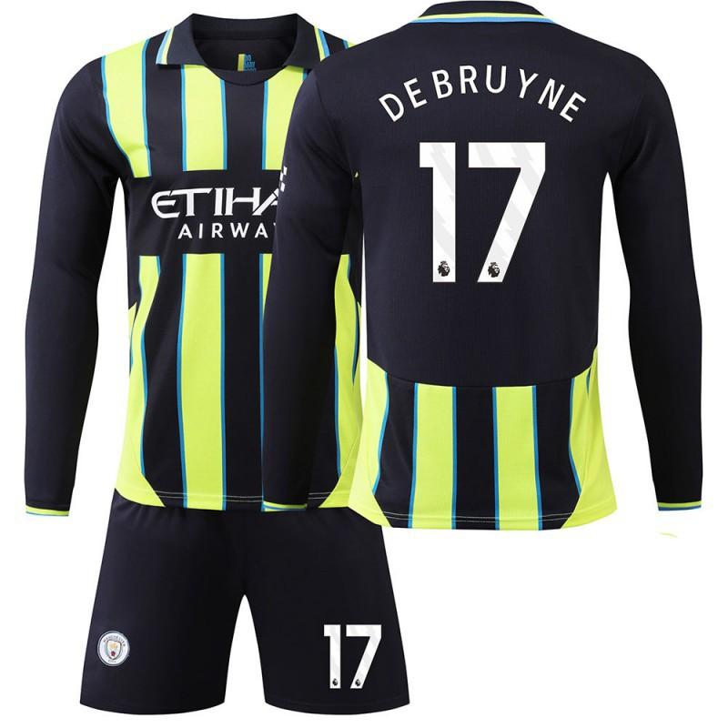 2425 Manchester City Away Shirt No. 9 Harland 17 De Braunet Long-sleeved Football Set Training Clothes