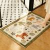 Water-Absorbent Cartoon Animal Bathroom Mat - Faux Cashmere, Forest Style, Dirt-Resistant Door and Kitchen Mat