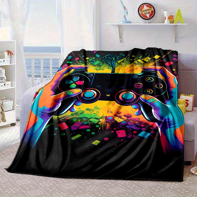 Colorful Gaming Adventure Blanket Flannel Blanket for Bed, Sofa, Camping, Hiking, Picnic Essentials, Gift for Family Fan Gifts