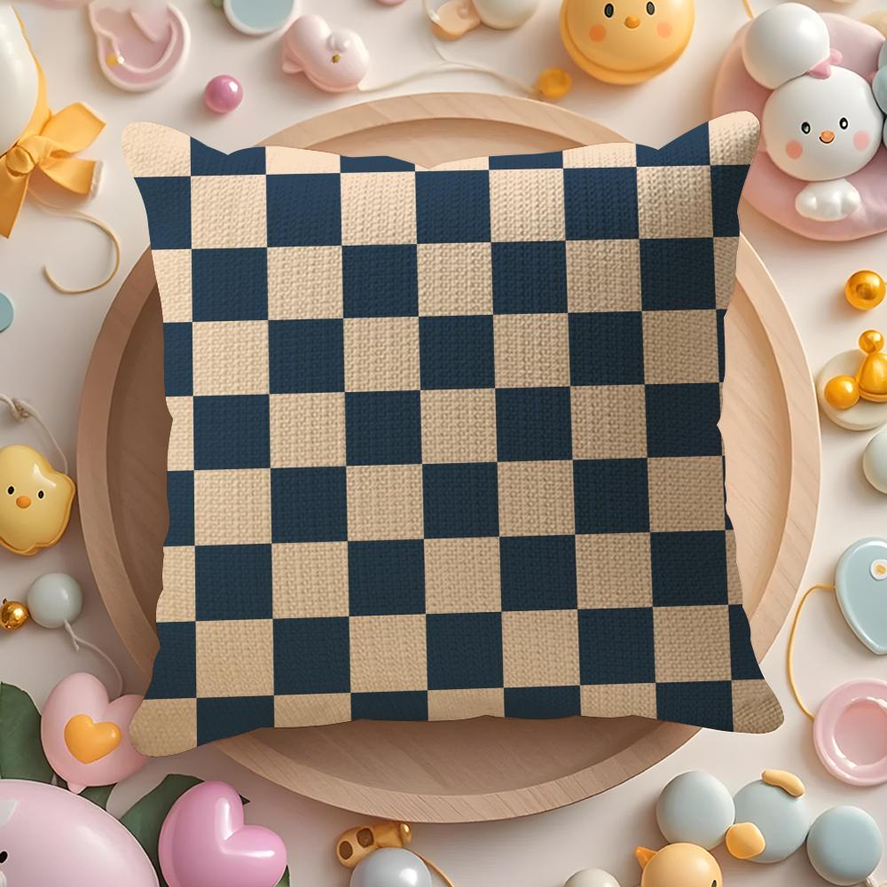 Simple And Stylish Checkerboard Pattern Pillow Case Sofa Living Room Bedroom Headboard Backrest Cushion Square Cushion