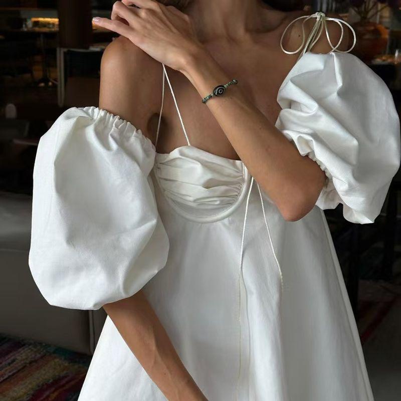 European and American New Fashion Temperament Slim Fit Puff Sleeve Sexy Tube Top Dress Sexy Seamless Dress