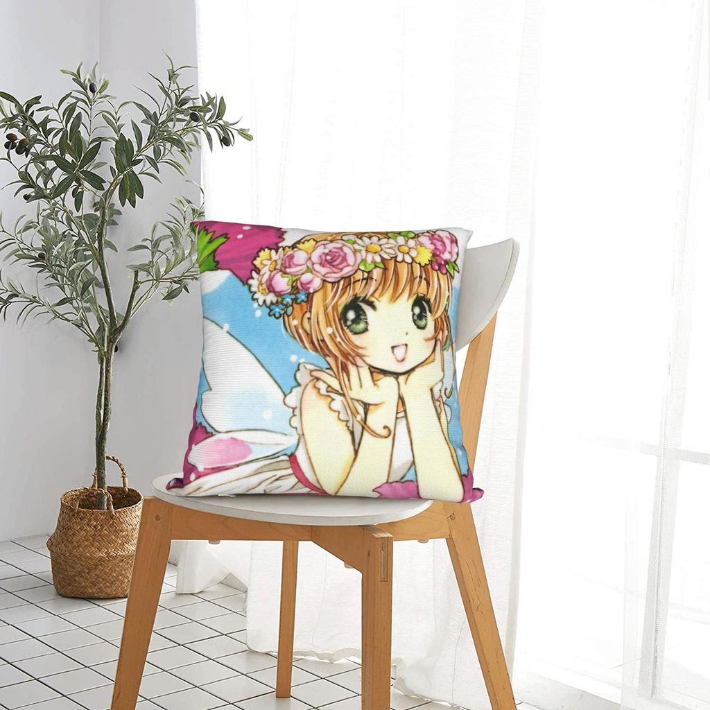 Cardcaptor Sakura Flower Pillowcase Polyester Cushion Cover Decoration Anime Cartoon Pillow Case Cover Home Wholesale 45*45cm