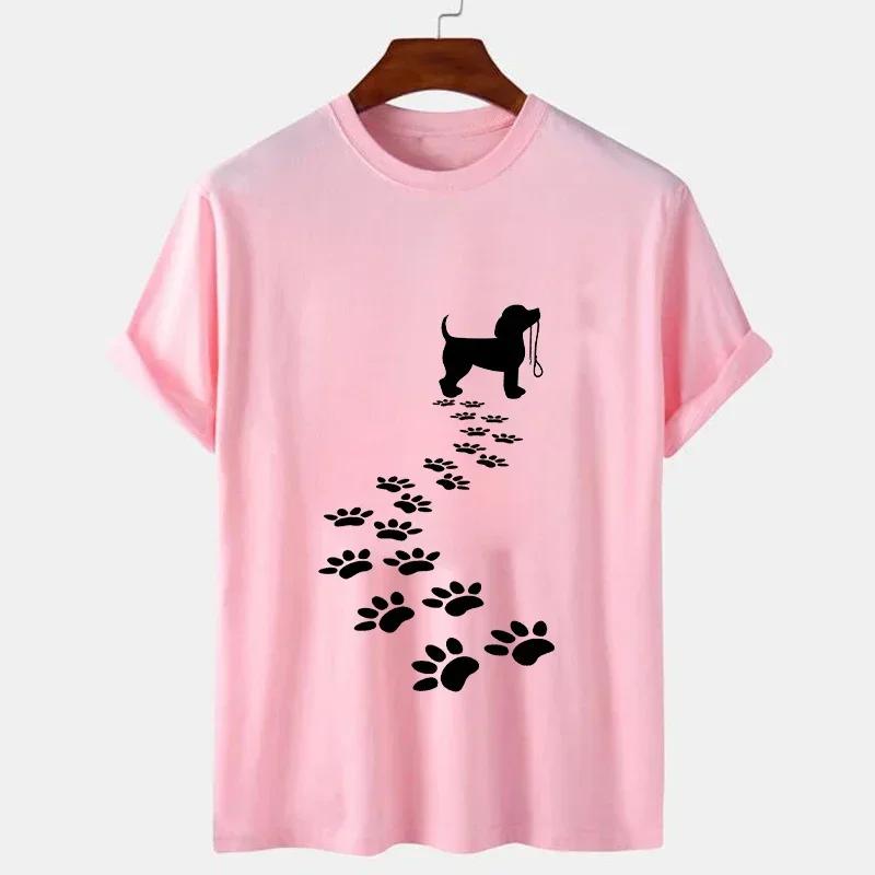 Letnie Koszulki Moda Wzór Łapy Psa Koszulka Damska Męska Top Zabawna Koszulka Graficzna dla Miłośników Psów Femme Koszulka Harajuku Koszulka Hip Hop