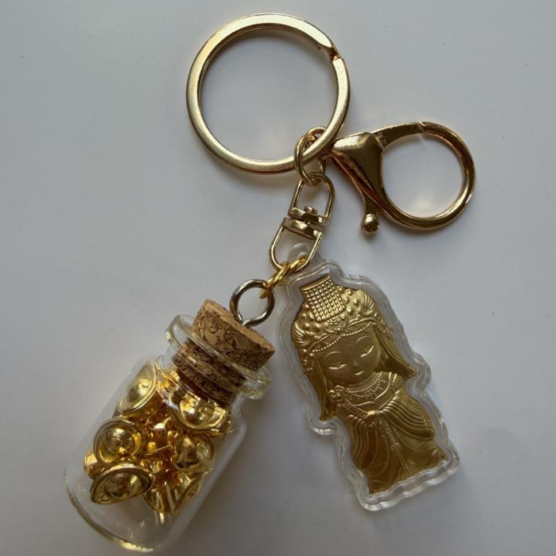 Creative Year Of The Horse Imitation Gold Foil Keychain Fortune Golden Yuanbao Keyring Bag Pendant Decoration New Year Gift