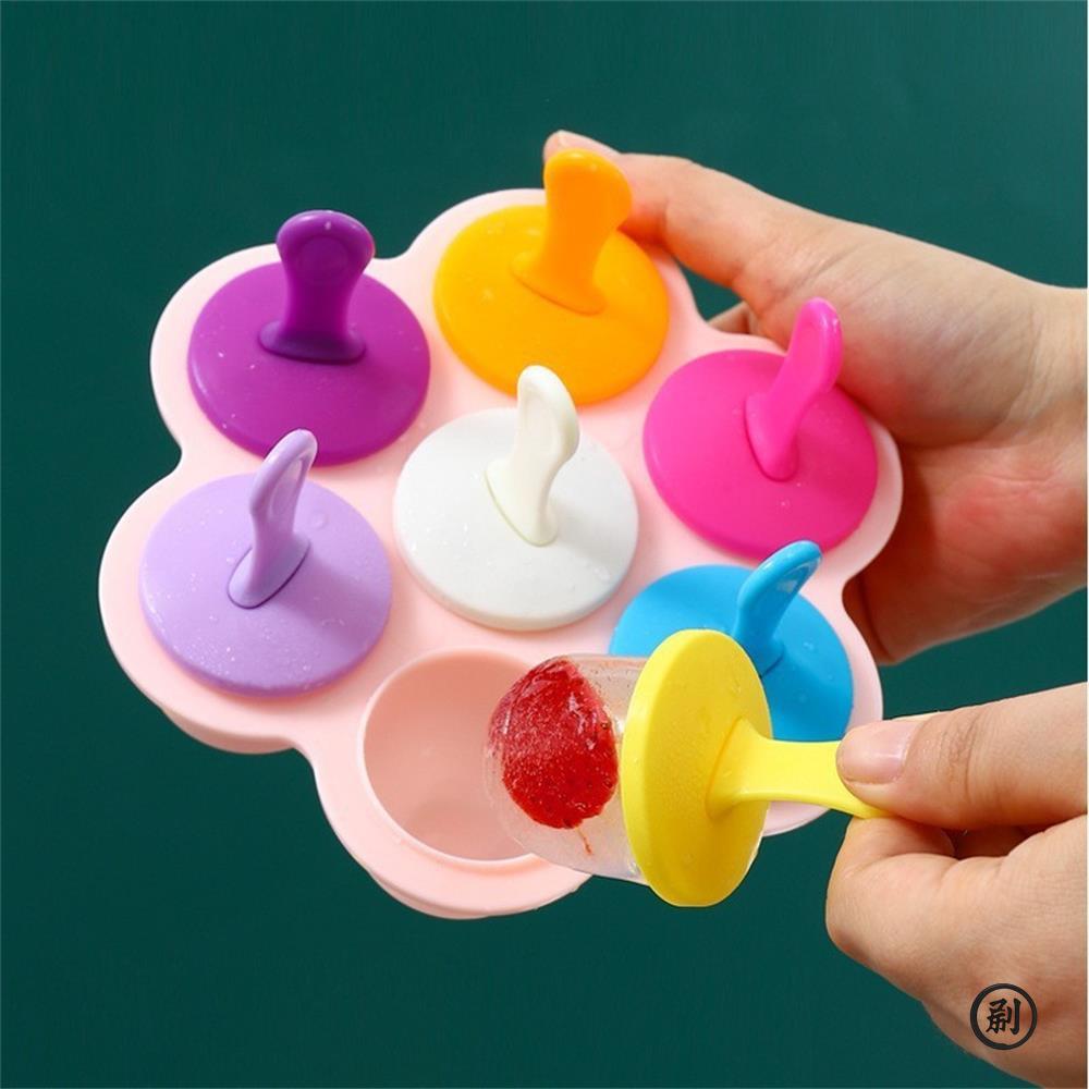 7 Hole Ice Cream Mold Ice Cream DIY Mold Children's Popsicle Mold Food Filled Plastic Ice Tray Popsicle Mold Fruit Smoothie 6