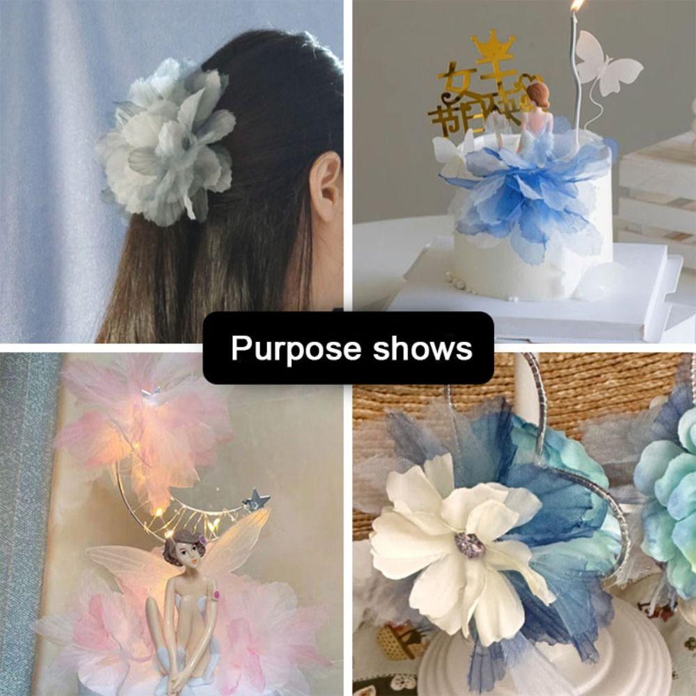 10pcs Multilayer Cloth Patch 3D Cloth Applique Hairpin Organza Flower Patches Dress Decoration