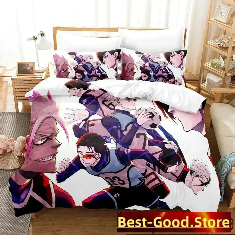 

3D Принт Аниме Blue Lock Постельный Комплект Пододеяльник Простыня Принтованный Постельный Набор Наволочка Кровать Полный Двуспальный Кингсайз Одеяло Спальня 70x133cm 2pcs