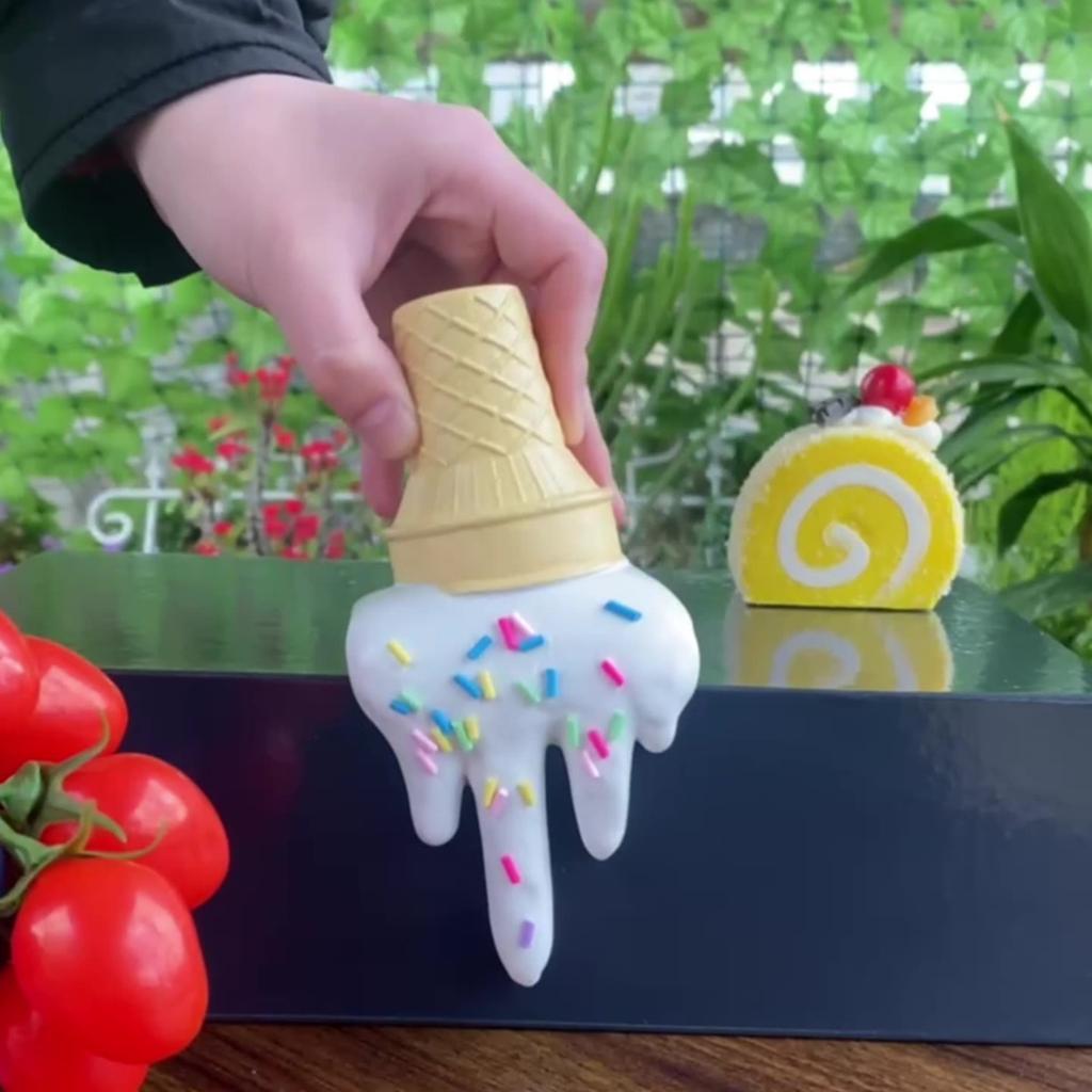 Melting Ice Cream Sculpture - Realistic Fake Decoration For Dessert Shop Entrance, Outdoor Mall,Store, And Sweet Themed Displays