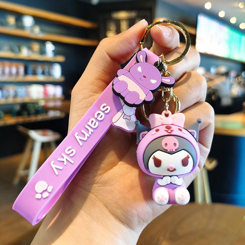 Wholesale of Sanrio Cartoon Keychains: New Cute Cartoon Keyrings and Keychains Featuring Cinnamon and Kuromi Y2k Fashion Toys
