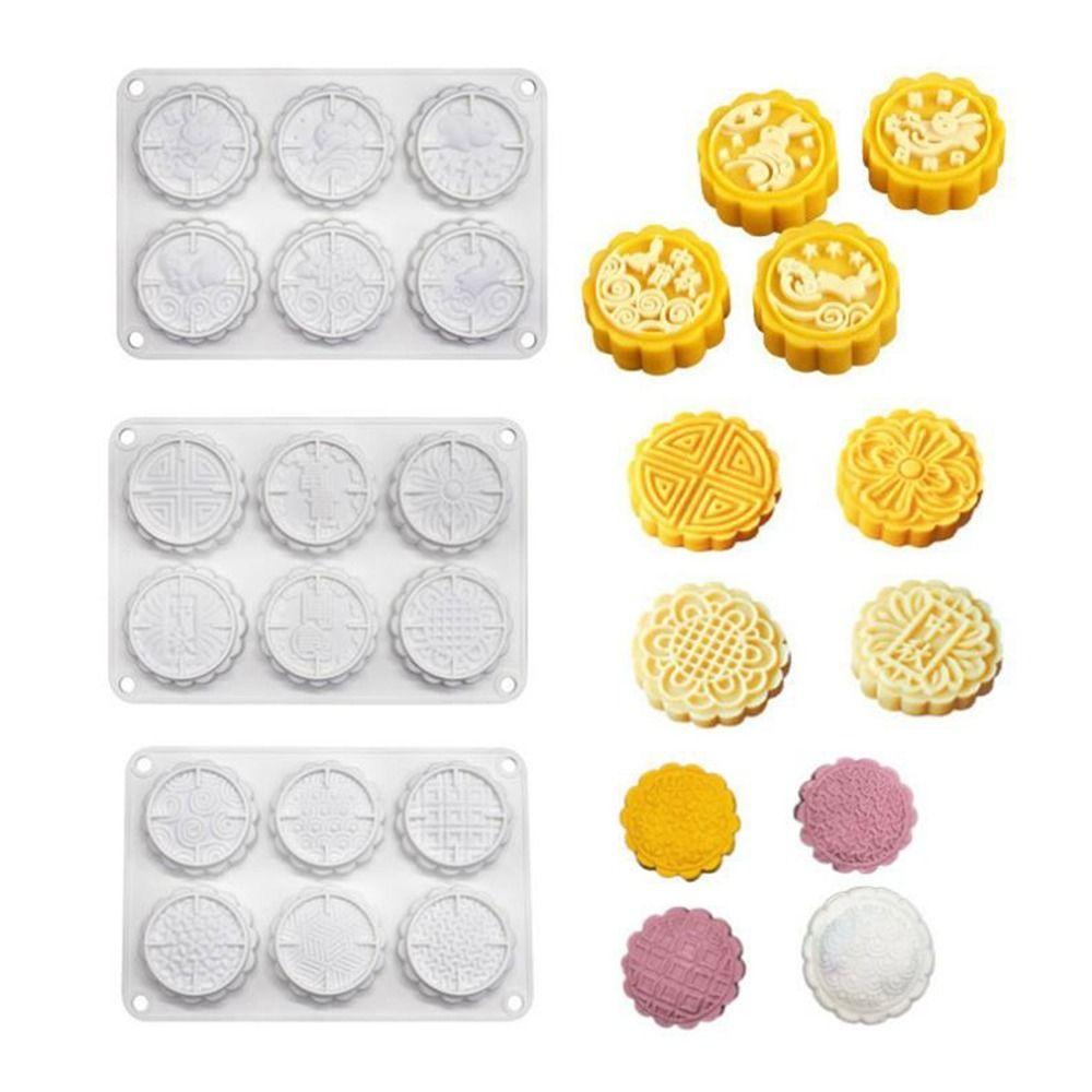 Silicone 6 Holes Mooncake Mold 3D Mung Bean Mold Practical Pastry Mold  for Home