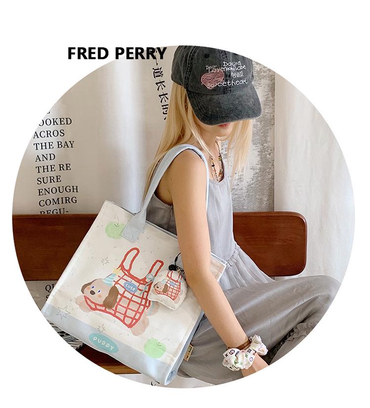 Large Capacity Japanese Korean Style Cute Graffiti Canvas Crossbody Bag for Students