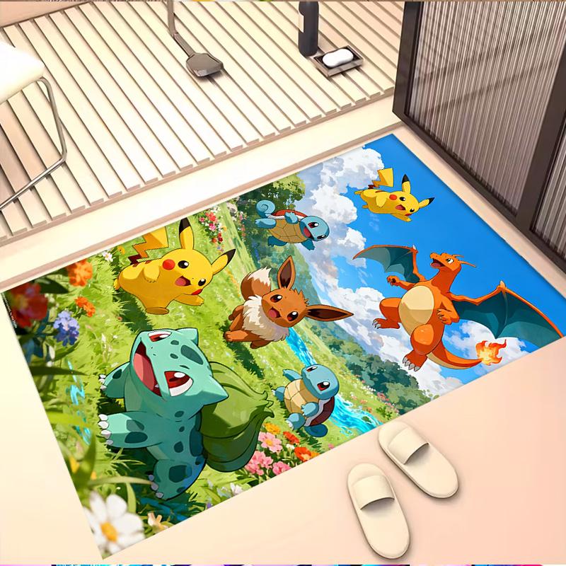 Pokemon Print Rug, Washable Floor Carpet, For Entryway Dorm Laundry Room Office Study, Home Decor Birthday Christmas Gift