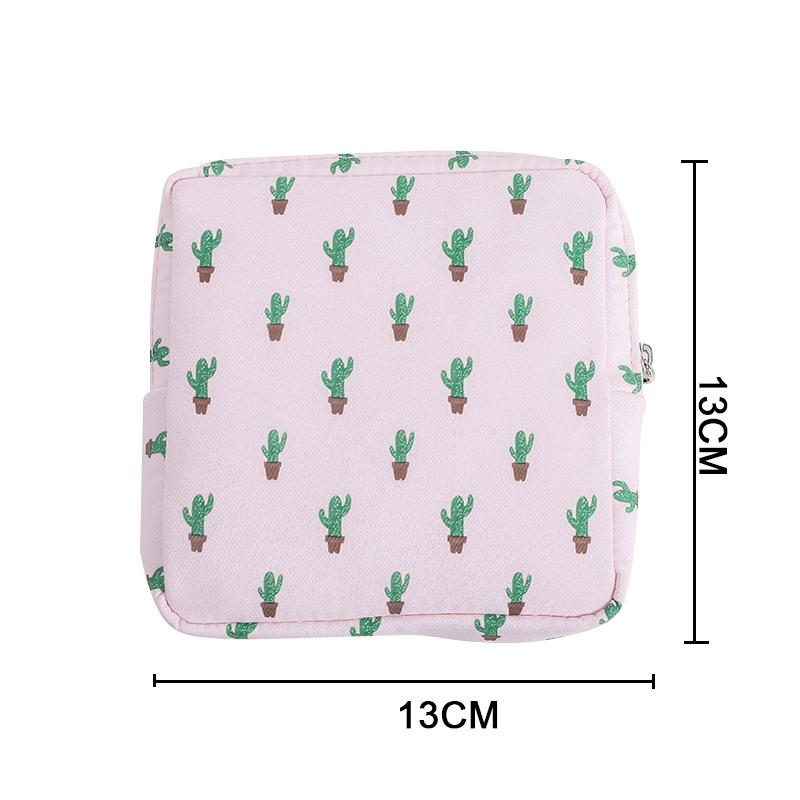 Women Portable Sanitary Napkin Tampon Storage Bag Cotton Travel Makeup Storage Bag Literary Zipper Coin Purse Sundries Storage#w
