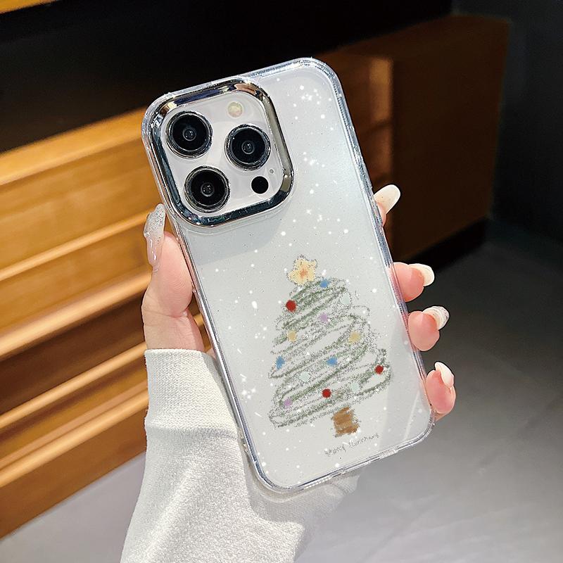 

Милый чехол для телефона Merry Christmas Santa для iPhone 16 Pro Max 15 Pro 14 13 12 11 с рисунком снеговика и лося, мягкий, тонкий, ударопрочный, прозрачный чехол для защиты линз iPhone 11