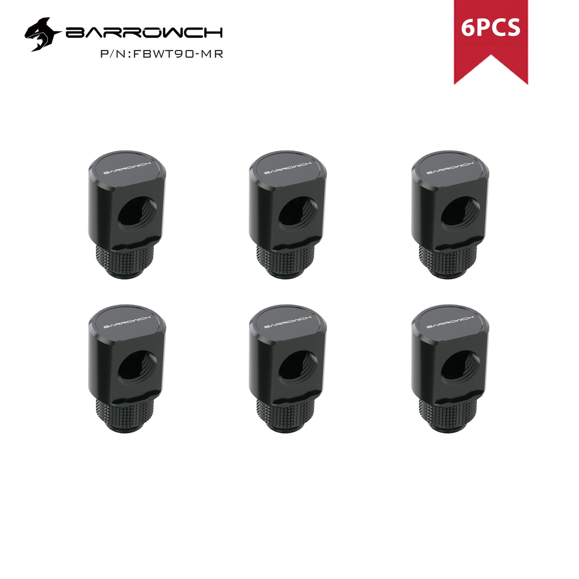 

BARROWCH 6pcs 90 Degree G1/4 360 Rotary Fittings ,Computer Case Liquid Cooling Loop Kit Build Connector,FBWT90-MR 6pcs 90 Degree чорний