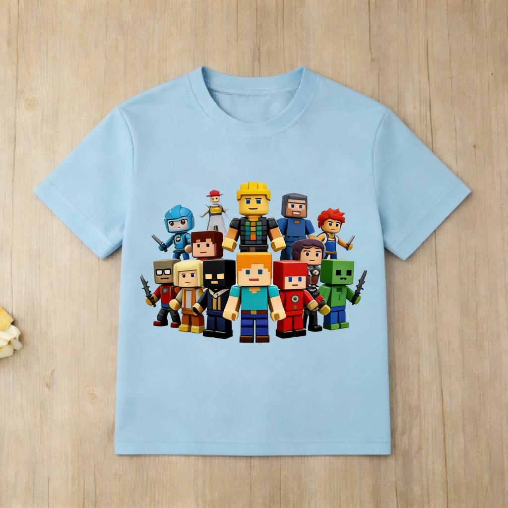 Roblox Style Kids TShirt 3D Print Block Character Boys Girls Short Sleeve Tee 100