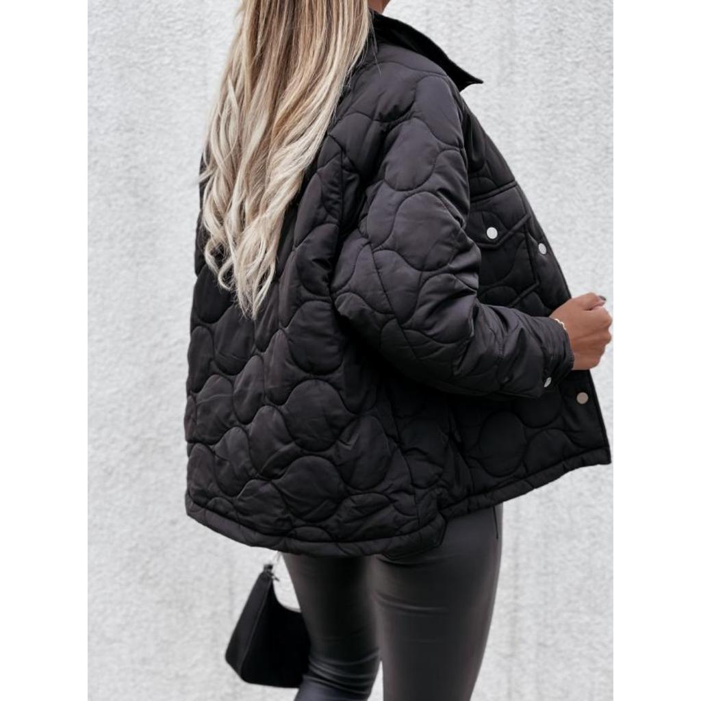 2025 Winter New Women's Cotton Padded Coat Long Sleeve Button Decorated Outerwear