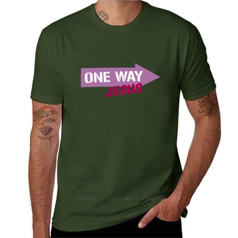 One Way Jesus TShirt Plus Size Tops Sweat Shirts Summer Top Aesthetic Clothes Heavyweight T Shirts for Men