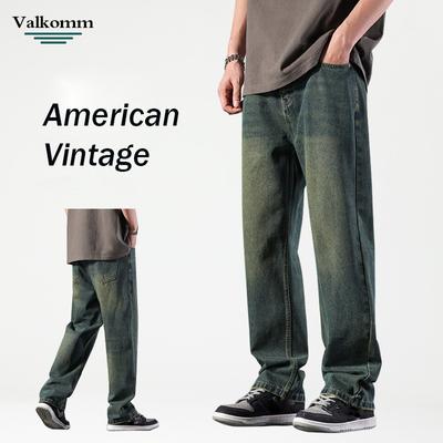 American Street Retro Men'S Jeans High-End Straight Leg Jeans Men'S Simple Loose Denim Long Pants